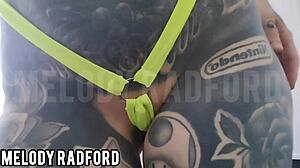 Melody radford intriguingly twerks and teases with fake tits.