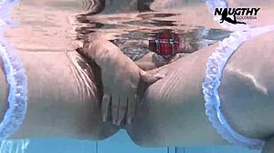 hot colombian girl masturbating solo by the pool