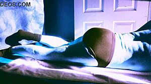 Stretching On Floor With Roller Briefs Winter Sun Relief