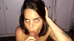 She delivers sloppy midnight blowjob to big cock