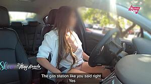 Me, all naughty with no panties, asking stranger for help outdoors