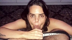 She delivers sloppy midnight blowjob to big cock