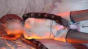 cum covered teen 18+ moans from huge dildo creampie loads