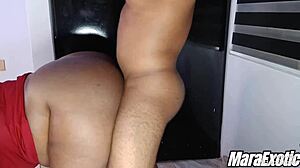 Big Booty MILF Bounces on Hard Big Black Cock Standing - Mara Exotic