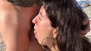 Juicy fucking - threesome - skinny slut got two cocks in her mouth and pussy with cum