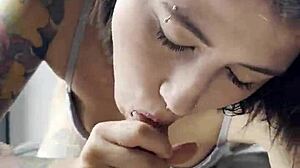 Blowjob for the cuckold with cum in the mouth