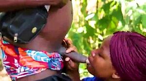 horny african bbw wife meets monster cock and loves it in the bush 😍