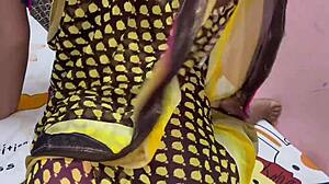 Desi Bhabhi in Saree Engages in Hot Dirty Shaved Sex with Hindi Audio