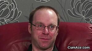 horny hottie gets cum shot on face swallowing load 😍