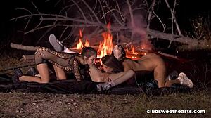 Haunted halloween outdoor masturbation scene