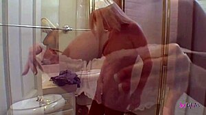 hey, busty blonde and friend use strapon for anal 😏