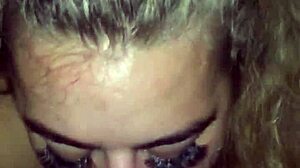 Blonde bbw casually gives sloppy blowjob to big black cock