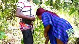 horny african bbw wife meets monster cock and loves it in the bush 😍