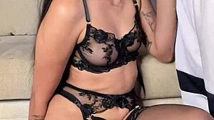 Vertical lingerie blowjob with deepthroat and spanking