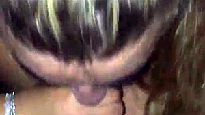 Blonde bbw casually gives sloppy blowjob to big black cock