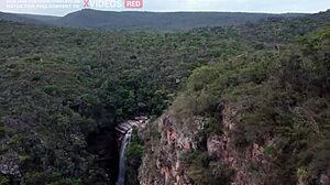 Caught riding in public waterfall sex adventure