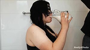 Curvy Teen Slut Kathy's Deepthroat Puke Blowjob