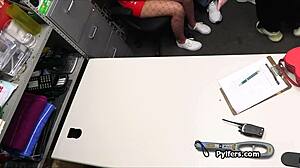 Yo, this chubby officer needs her suspect to suck now!