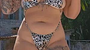 Married woman wears tight body on big ass at pool, husband watches silently as she flashes exhibitionistically