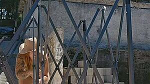 Married woman wears tight body on big ass at pool, husband watches silently as she flashes exhibitionistically