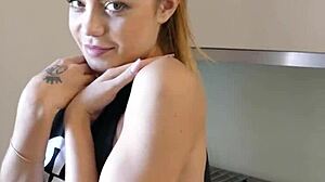 Stunning stepdaughter pleasures her pussy