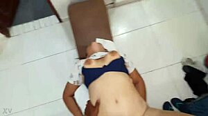 Intimate Encounter On Bed Featuring Blue Bra