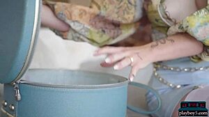 sexy milf kenna vanessa strips naked from lingerie and stockings