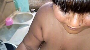 Latina Madrasta Covered in Cum by Stepson in Backyard