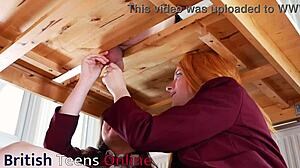 Wow! Ellie & Victoria Milk Cock at Gloryhole, Uniforms Soaked!