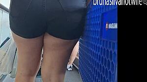 Filming Hot Brazilian Blonde at Market - Sneaky Voyeur Captures Every Move