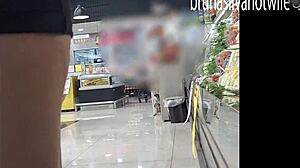 Filming Hot Brazilian Blonde at Market - Sneaky Voyeur Captures Every Move