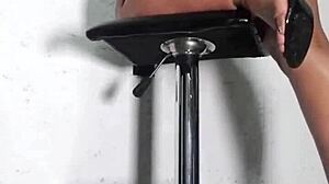 Caught on spycam! Latina with shaved pussy and no panties under skirt. What a view!