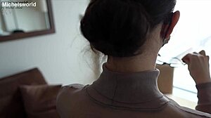 slave wife goes braless, flashes downblouse in daring public display