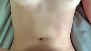 Petite girl with shaved pussy rides in cowgirl position