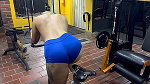 Blonde Colombian MILF Karen Sleent Guides Naked Workout with Wet Pussy POV at Gym