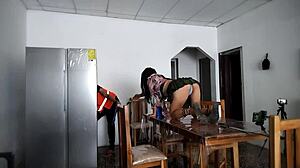 hot latina woman spreads legs to show ass to strangers