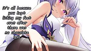 Anime keqing femdom feet joi with edging humiliation.