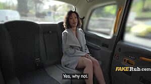 French Ebony Cheats in Taxi Backseat on a Wild Public Mission