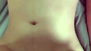 Petite girl with shaved pussy rides in cowgirl position