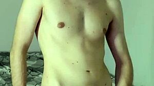 Smartphone Clip of Solo Masturbation with Intense Cum on Webcam in Bedroom