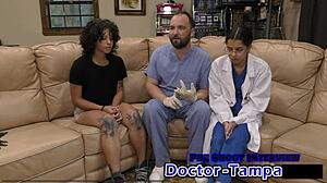 Dr. Tampa Boldly Examines Nicole Luvas' Small Tits in Latex Gloves