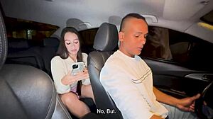 Uber Driver Fucks Tight Pussy, Cum In Mouth!