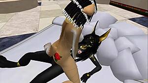 Lady Bastet of Egypt Commands Her Servant Girl in Cartoon Play