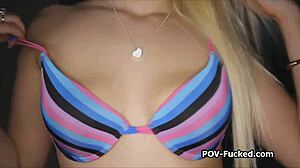 Bikini Blonde Girlfriend Rides Cock In Homemade Video