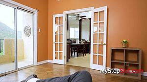 Nerdy Step Daughter with Perky Tits Sucks Cock