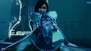 Slime tifa plays with dildo in hentai fantasy!