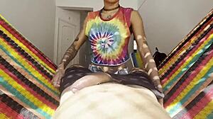 Pretty Latina Gives Wet Blowjob On The Net.