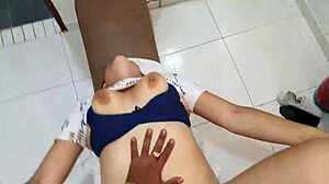 Punishing the blonde whore's big ass in Kama Sutra chair