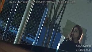 risky handjob for young teen on public street in car.