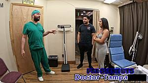 Dr. Tampa performs Mias 1st gyno exam with humiliation, spreading, and anal fingering backstage.